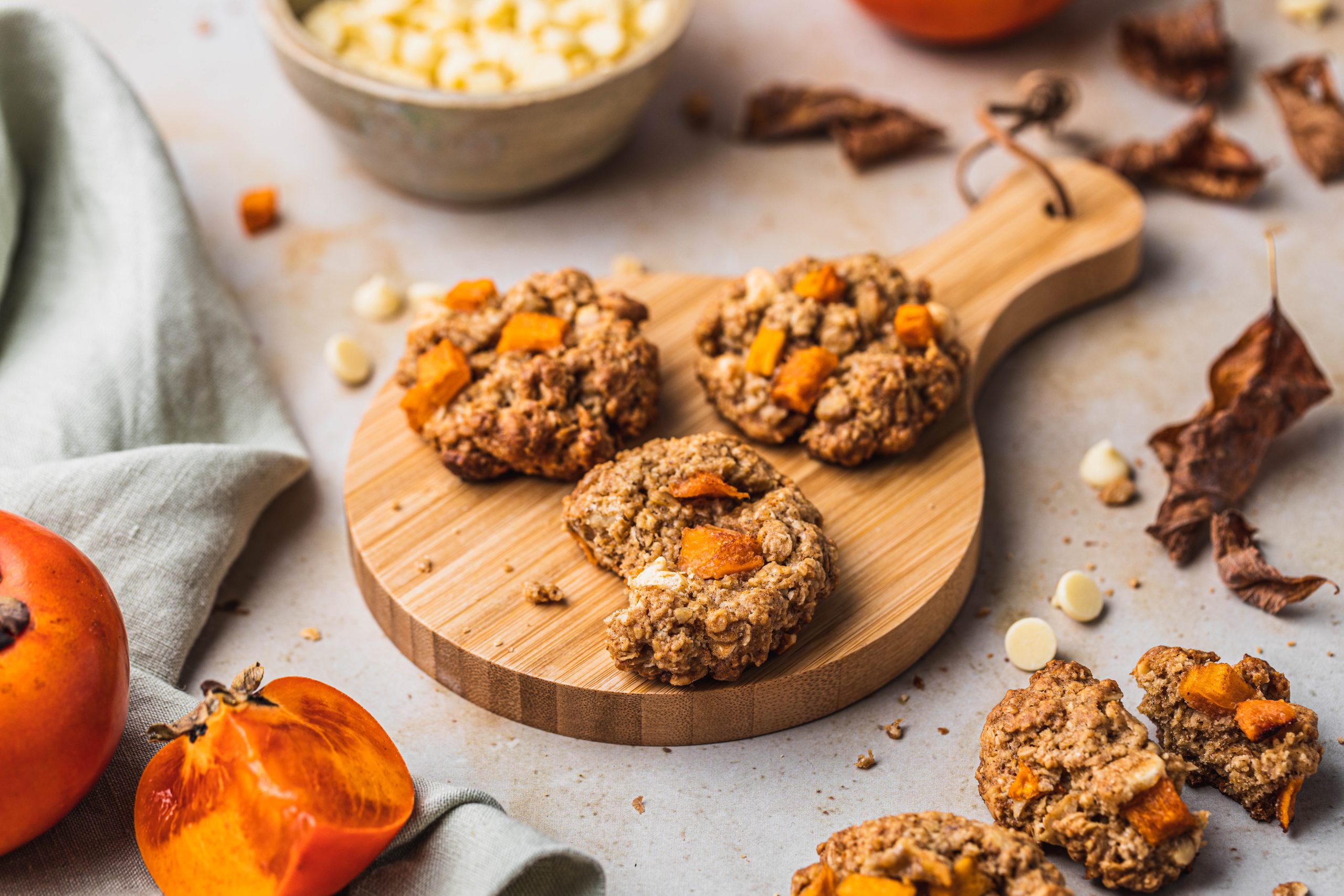 Persimmon, White Chocolate & Walnut Cookies