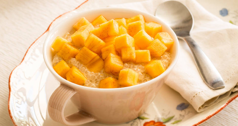 Persimmon, Sago & Coconut Pudding